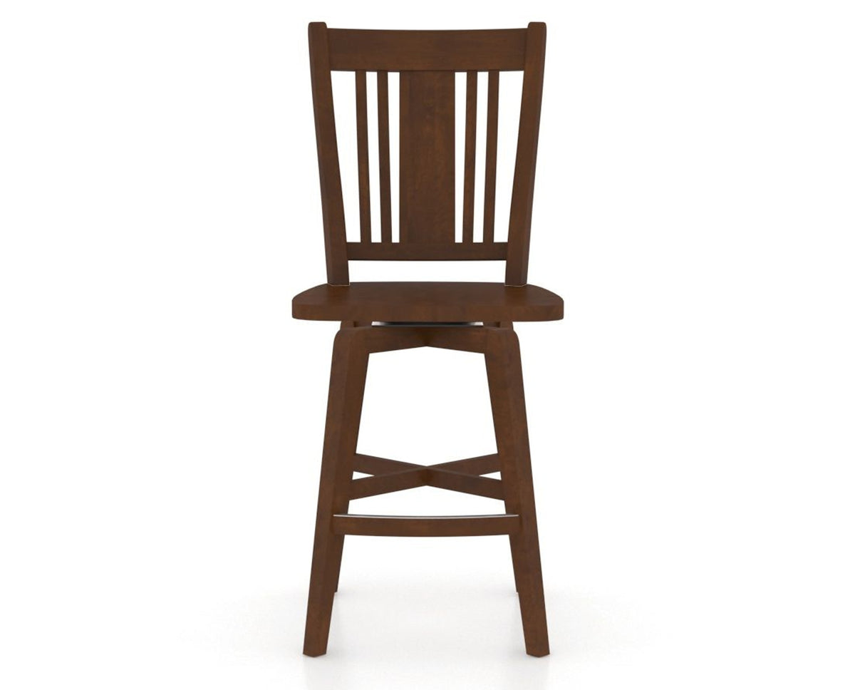 Canadel Swivel Counter Stool 7250 in Wood Seat and 19 Cognac Washed, front view