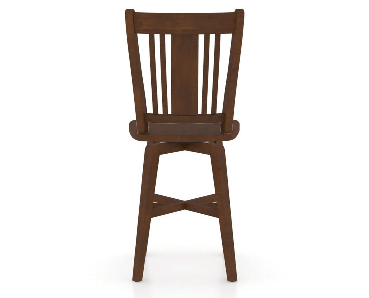 Canadel Swivel Counter Stool 7250 in Wood Seat and 19 Cognac Washed, back view