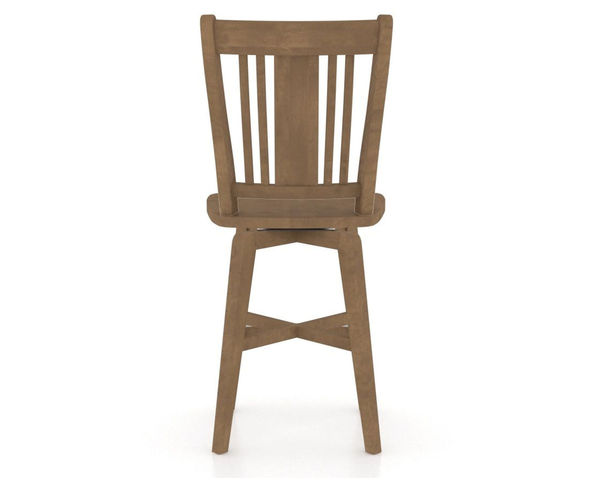 Canadel Swivel Counter Stool 7250 in Wood Seat and 25 Pecan Washed, back view