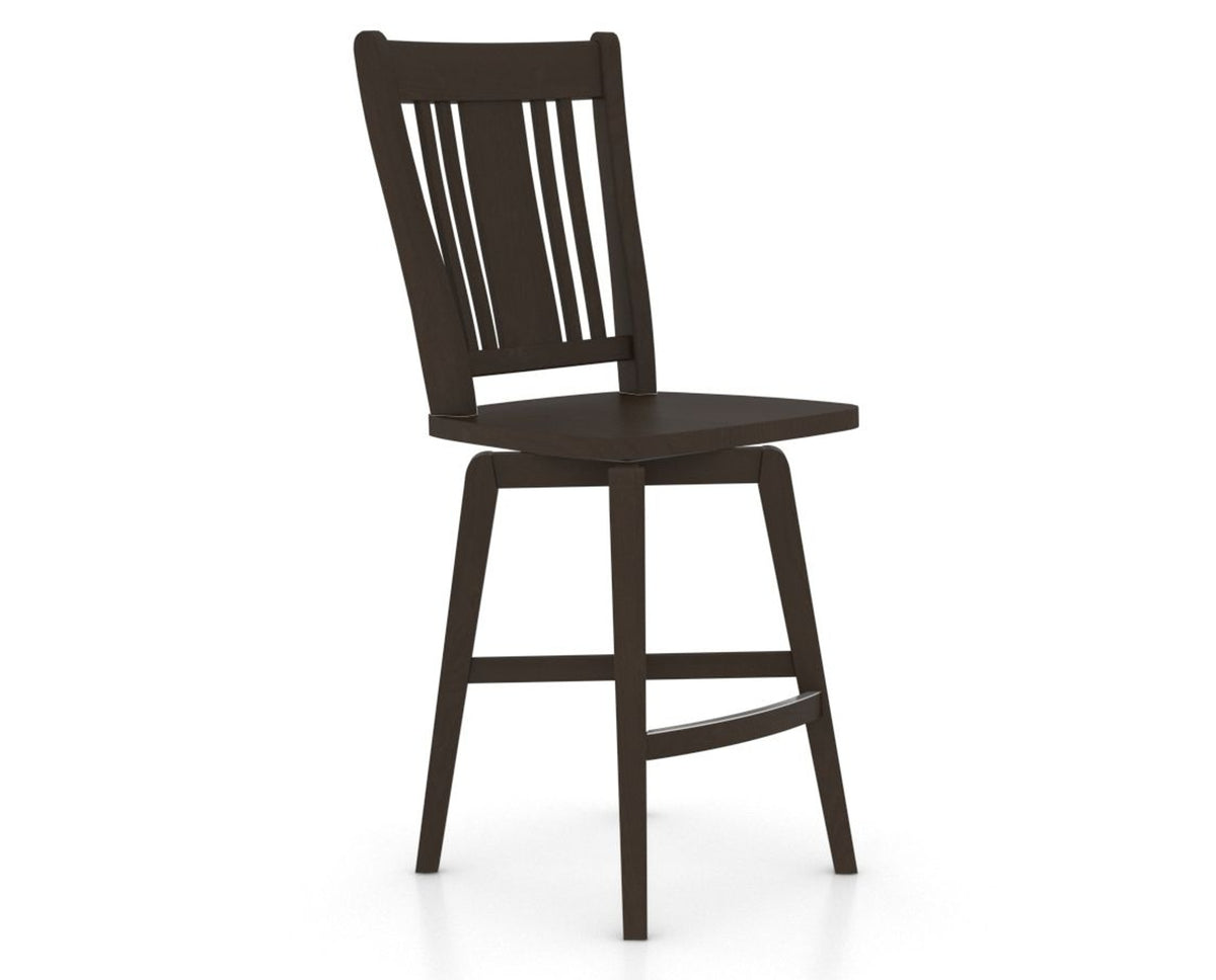 Canadel Swivel Counter Stool 7250 in Wood Seat and 59 Davy's Grey, three-quarter view