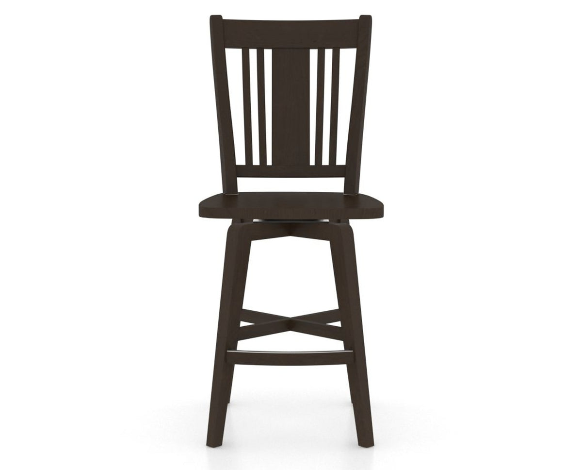 Canadel Swivel Counter Stool 7250 in Wood Seat and 59 Davy's Grey, front view