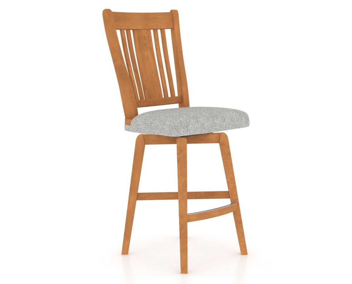 Canadel Swivel Counter Stool 7250 in 7C Fabric and 01 Honey Washed, three-quarter view