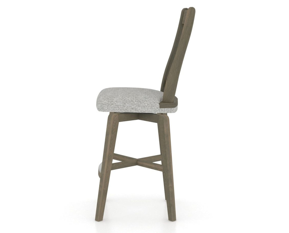 Canadel Swivel Counter Stool 7250 in 7C Fabric and 08 Shadow, side view