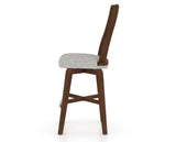 Canadel Swivel Counter Stool 7250 in 7C Fabric and 19 Cognac Washed, side view