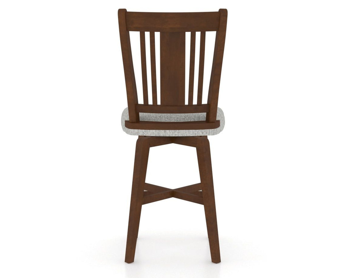 Canadel Swivel Counter Stool 7250 in 7C Fabric and 19 Cognac Washed, back view