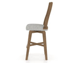 Canadel Swivel Counter Stool 7250 in 7C Fabric and 25 Pecan Washed, side view