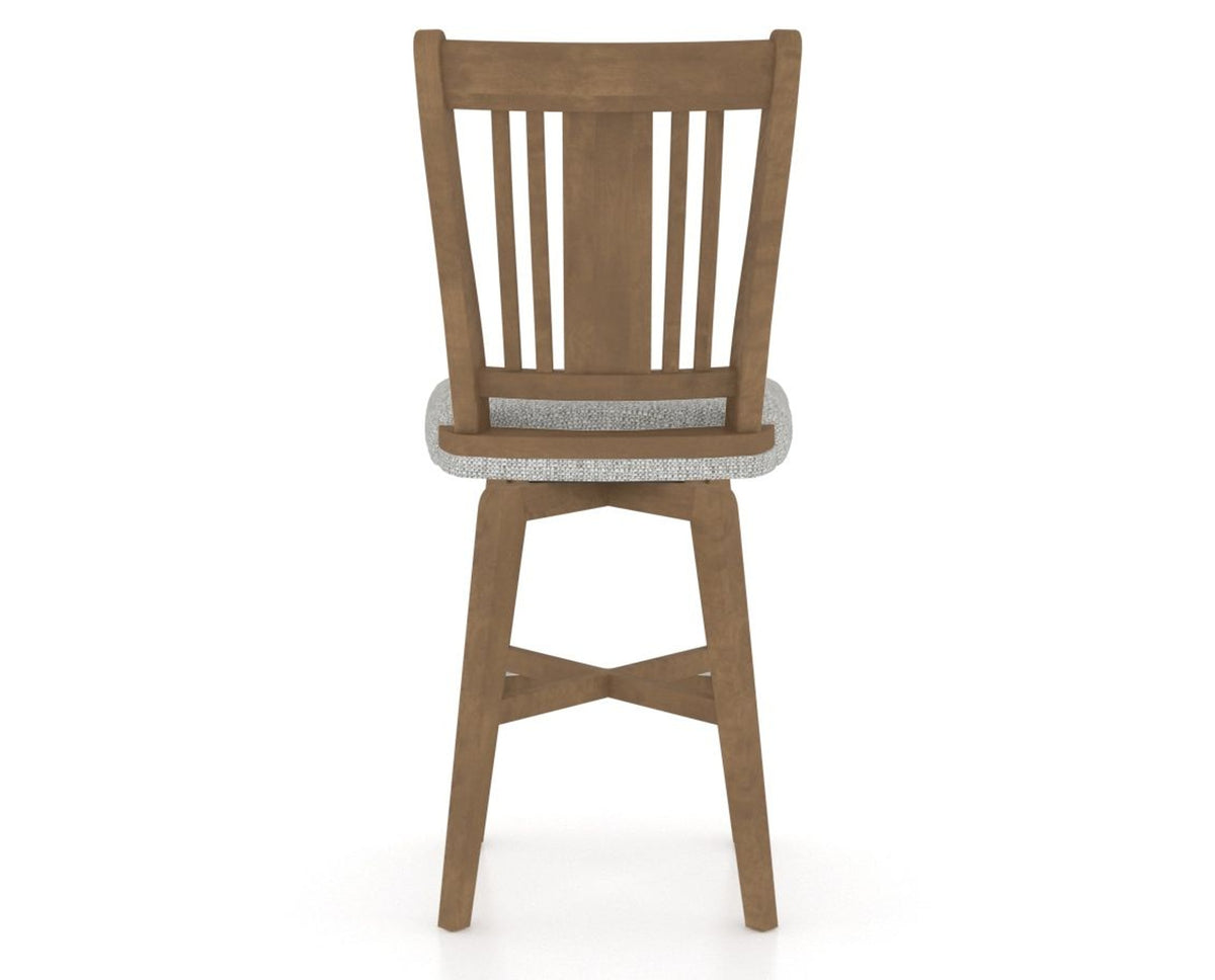 Canadel Swivel Counter Stool 7250 in 7C Fabric and 25 Pecan Washed, back view