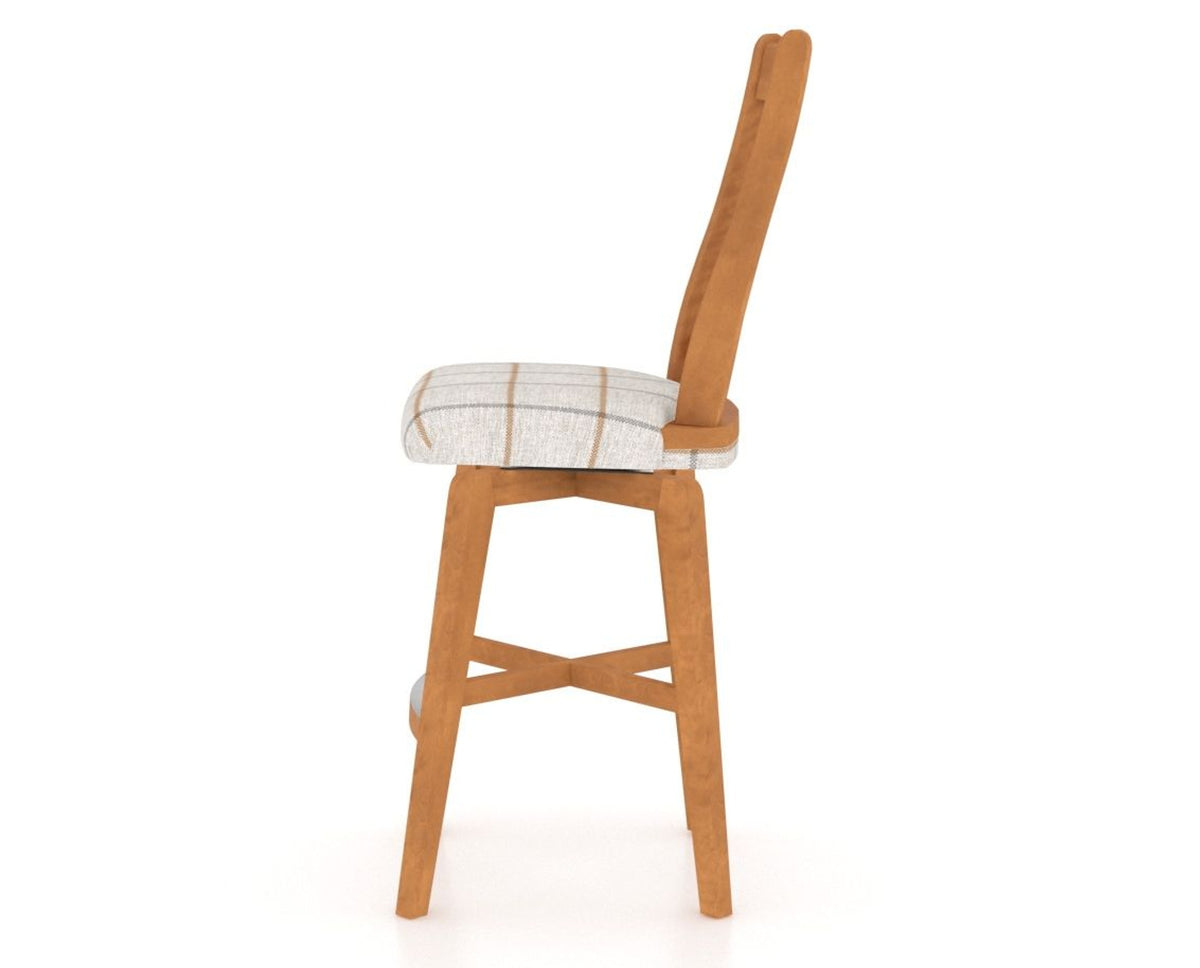 Canadel Swivel Counter Stool 7250 in OZ Fabric and 01 Honey Washed, side view