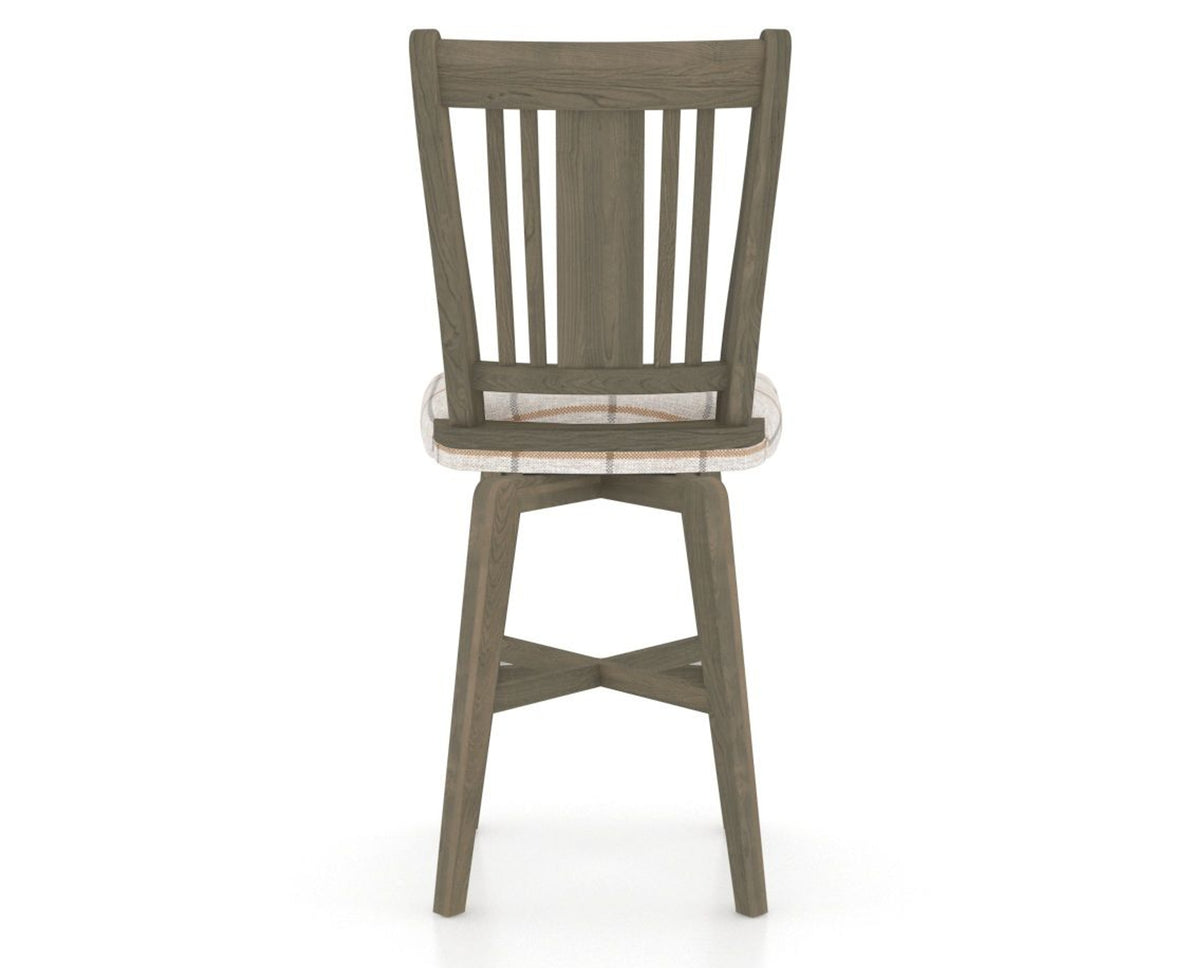 Canadel Swivel Counter Stool 7250 in OZ Fabric and 08 Shadow, back view