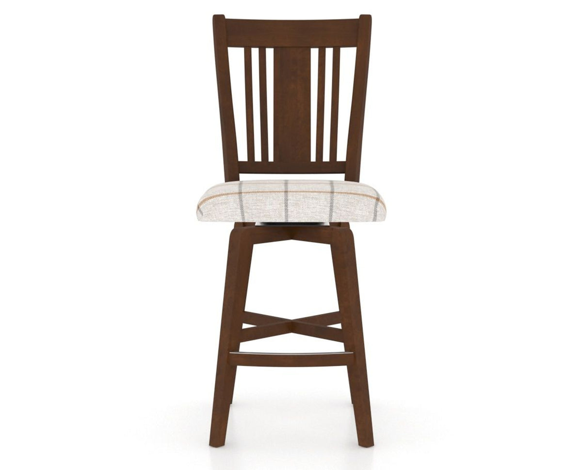 Canadel Swivel Counter Stool 7250 in OZ Fabric and 19 Cognac Washed, front view