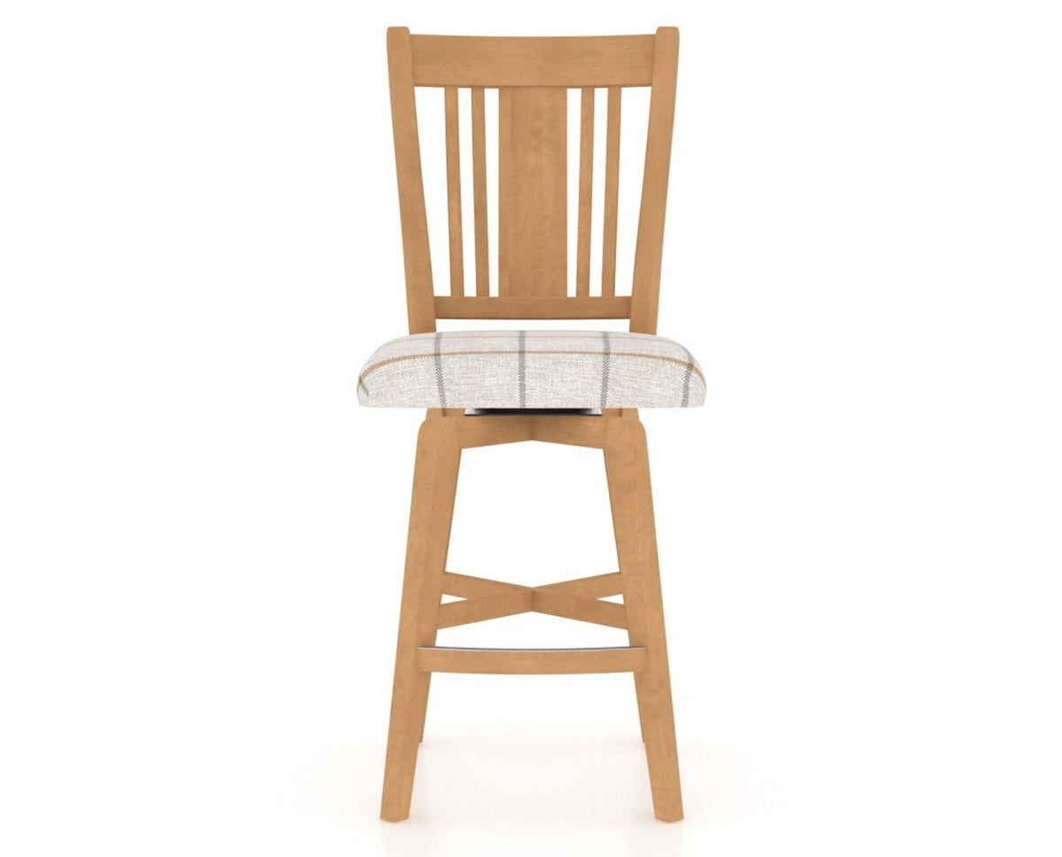 Canadel Swivel Counter Stool 7250 in OZ Fabric and 20 Caramel Washed, front view