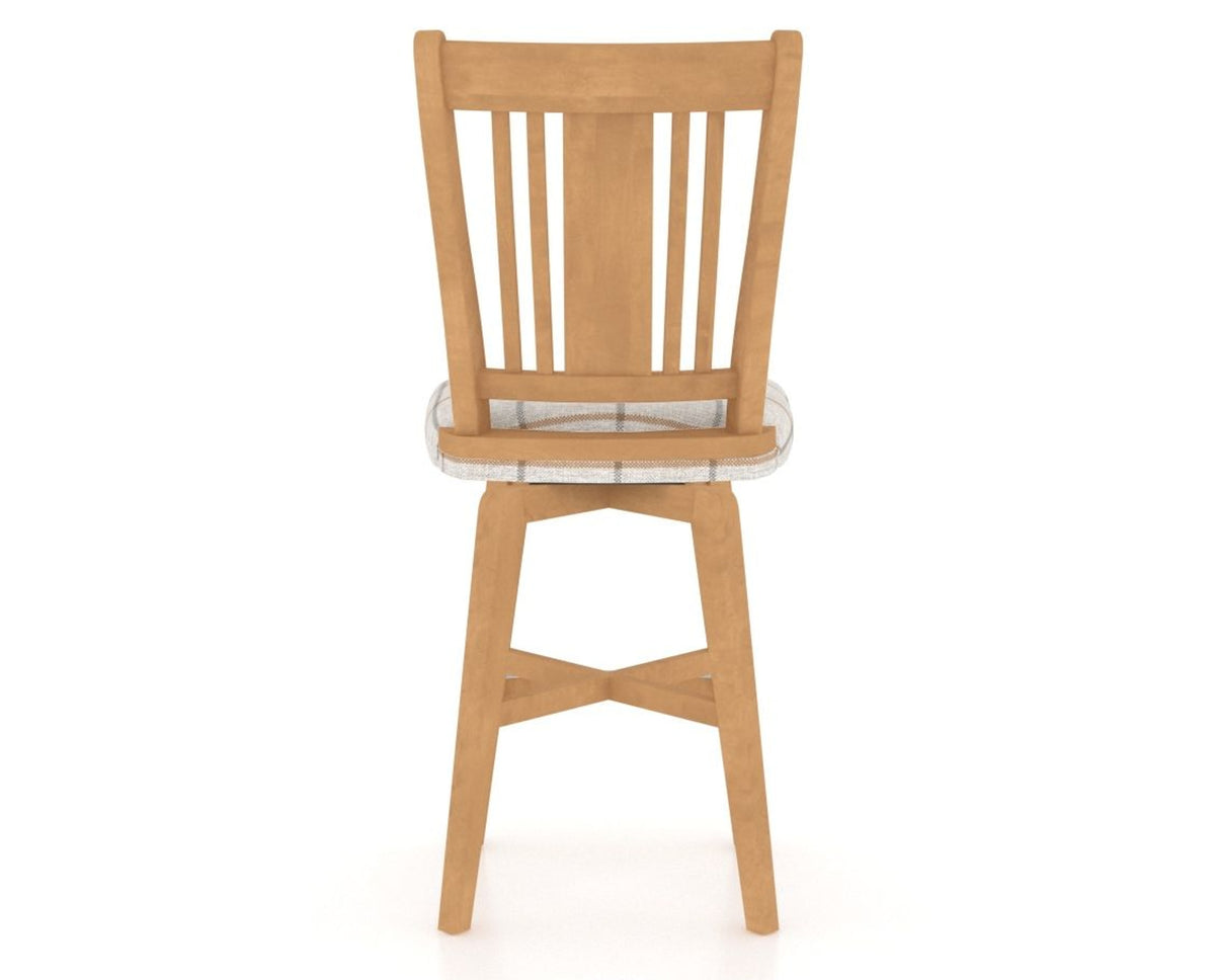 Canadel Swivel Counter Stool 7250 in OZ Fabric and 20 Caramel Washed, back view