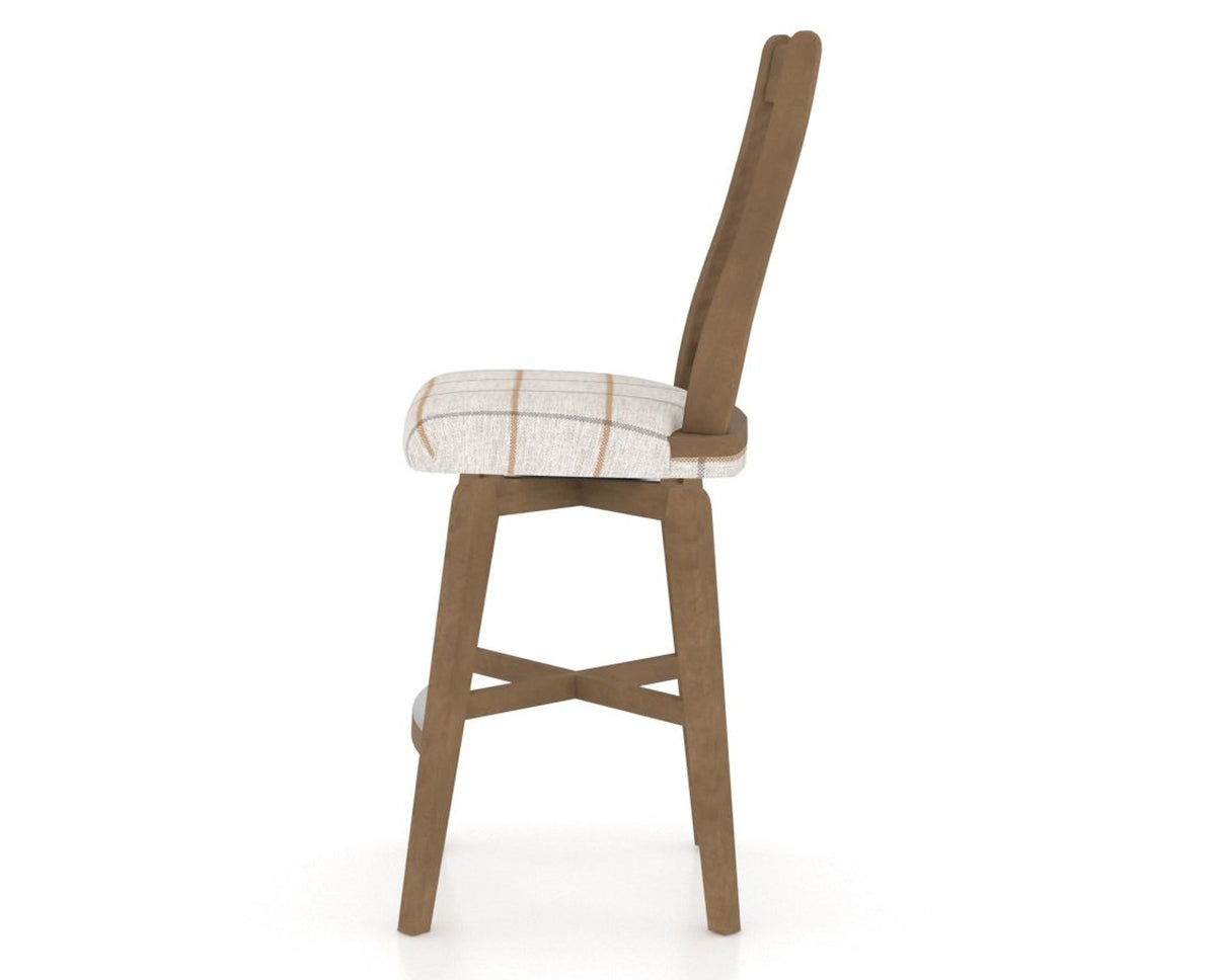 Canadel Swivel Counter Stool 7250 in OZ Fabric and 25 Pecan Washed, side view