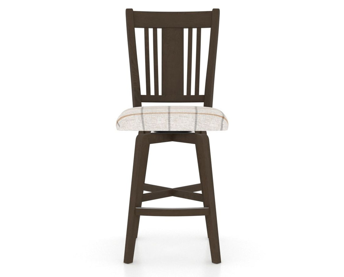 Canadel Swivel Counter Stool 7250 in OZ Fabric and 29 Hazelnut Washed, front view