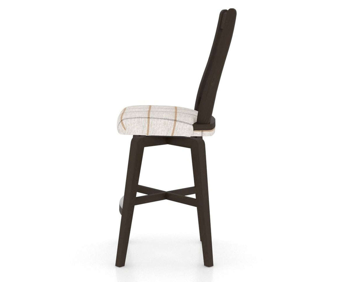 Canadel Swivel Counter Stool 7250 in OZ Fabric and 59 Davy's Grey, side view