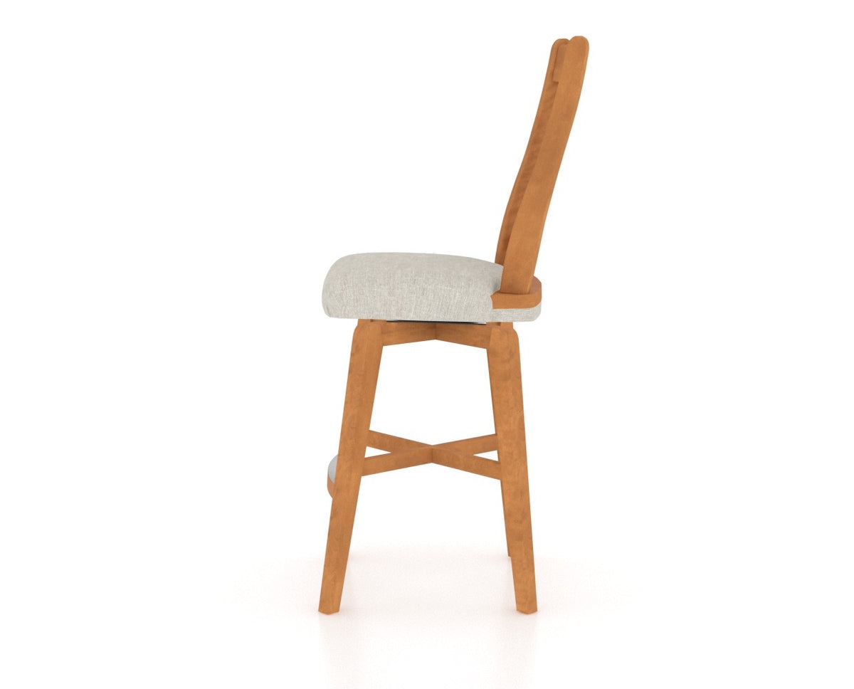 Canadel Swivel Counter Stool 7250 in Honey Washed and Fabric TB, side view