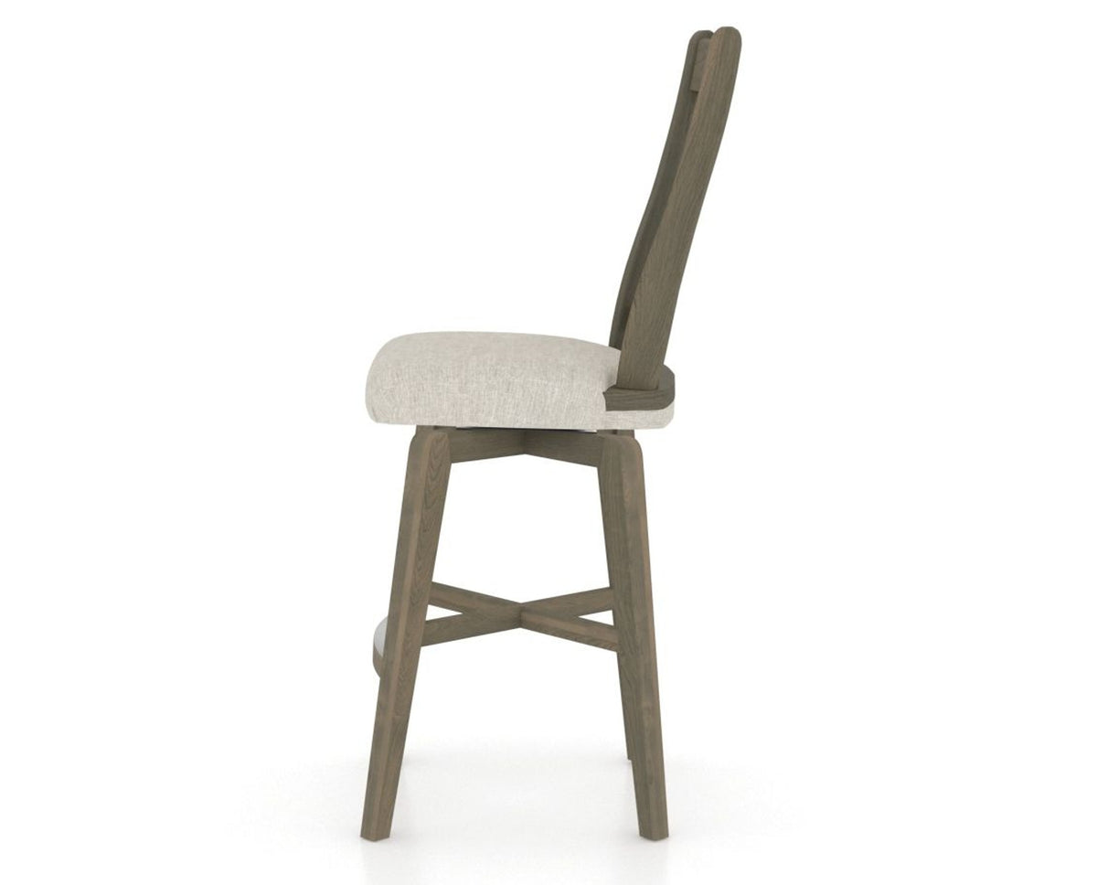 Canadel Swivel Counter Stool 7250 in TB Fabric and 08 Shadow, side view