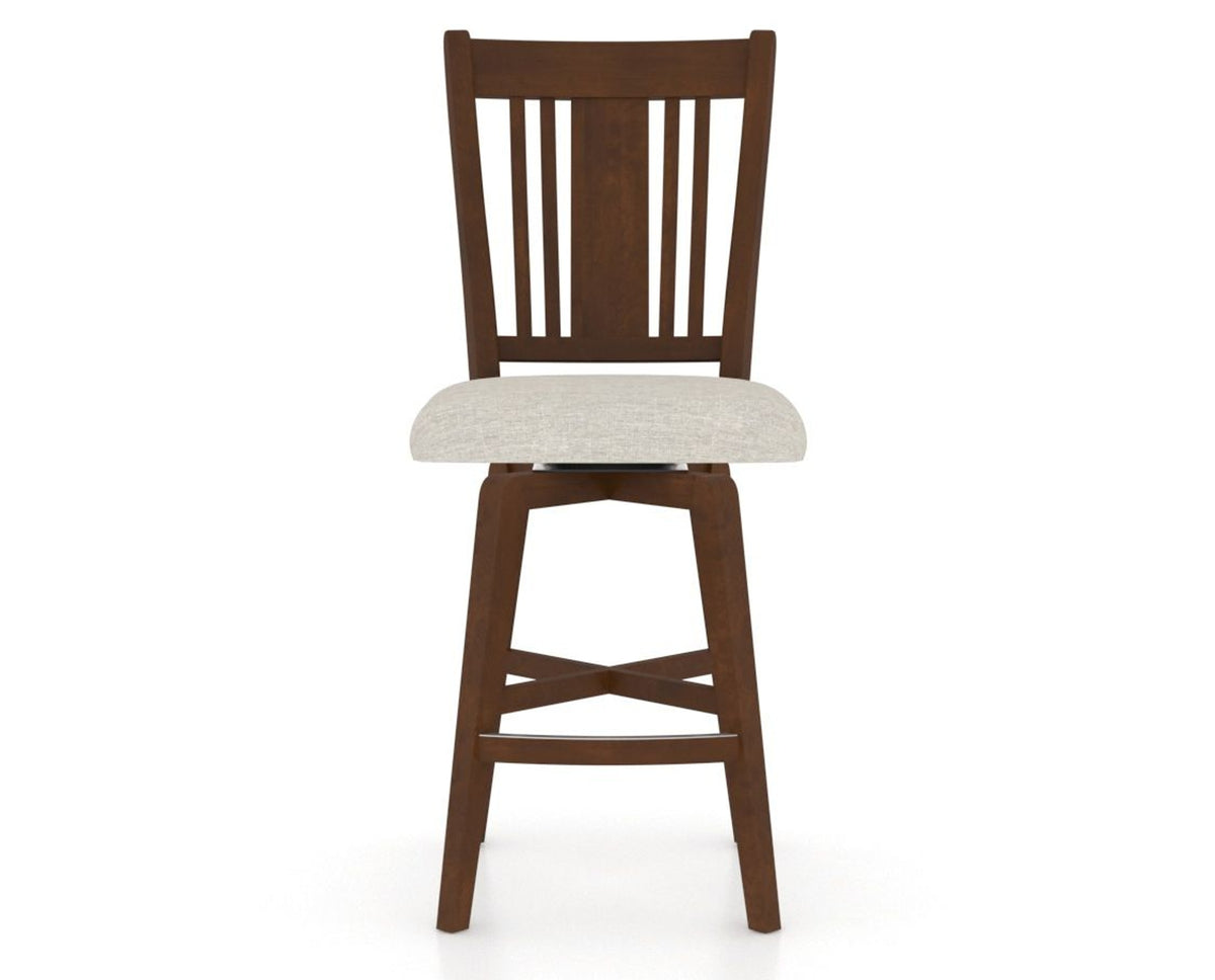 Canadel Swivel Counter Stool 7250 in TB Fabric and 19 Cognac Washed, front view