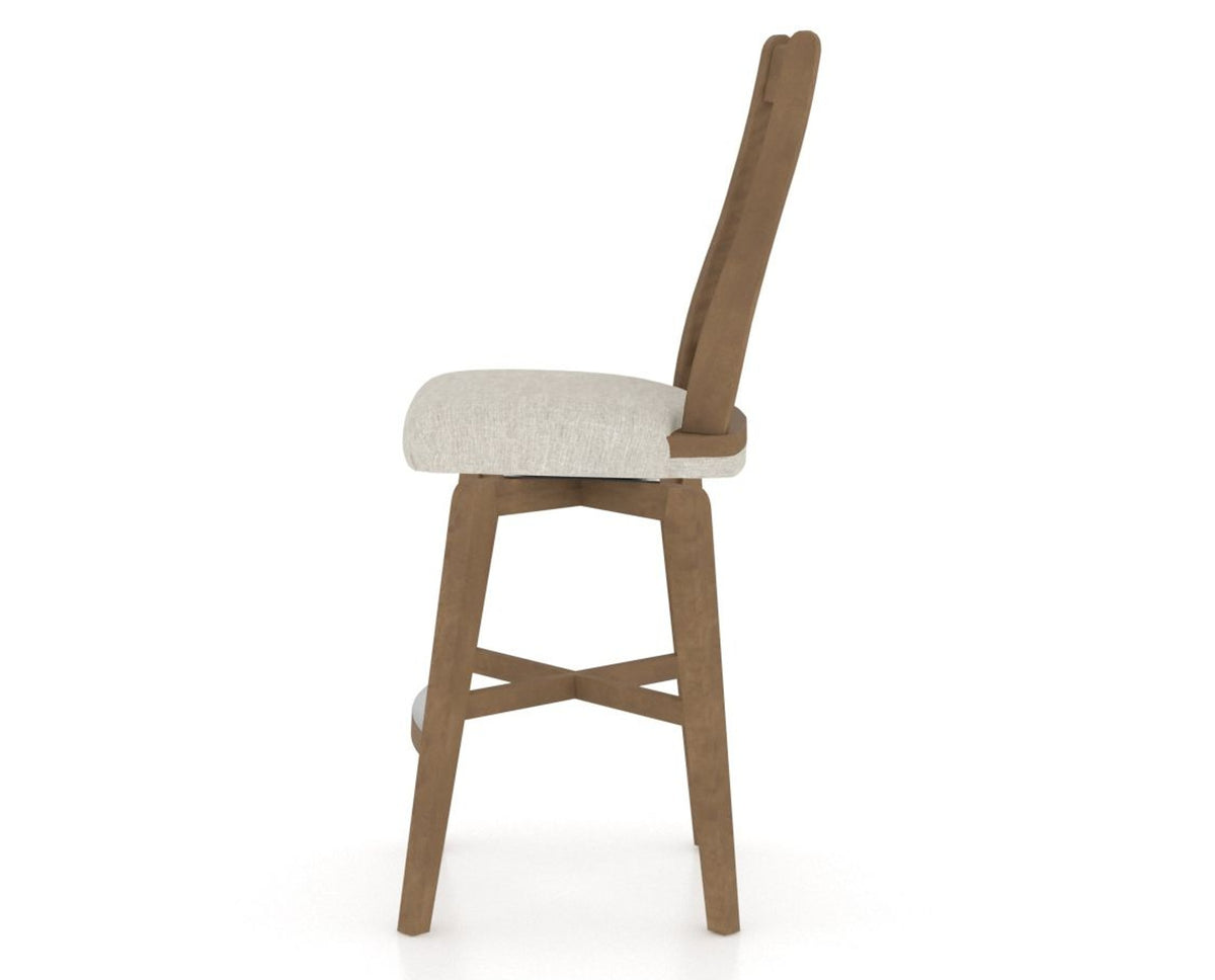 Canadel Swivel Counter Stool 7250 in TB Fabric and 25 Pecan Washed, side view