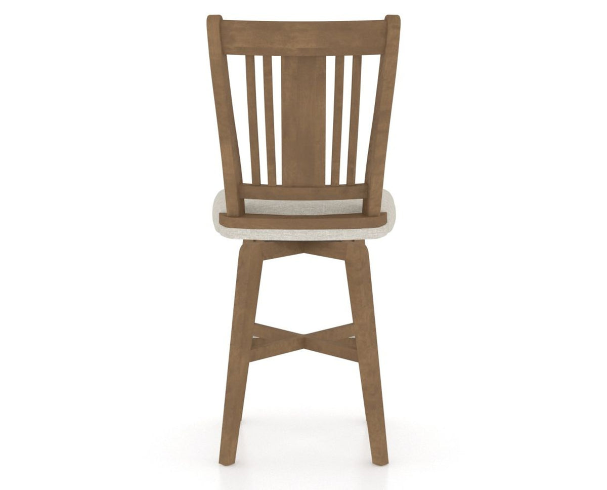 Canadel Swivel Counter Stool 7250 in TB Fabric and 25 Pecan Washed, back view