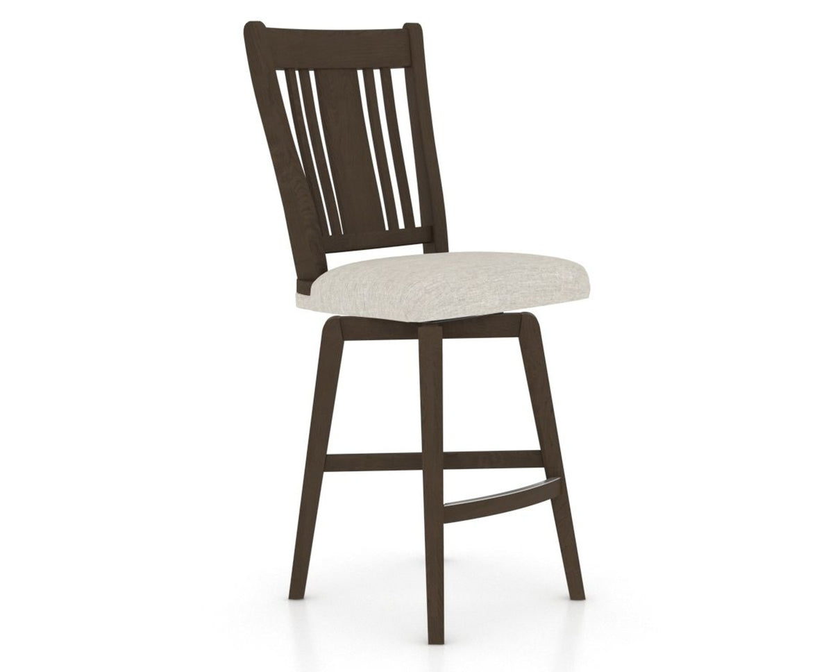 Canadel Swivel Counter Stool 7250 in TB Fabric and 29 Hazelnut Washed, three-quarter view