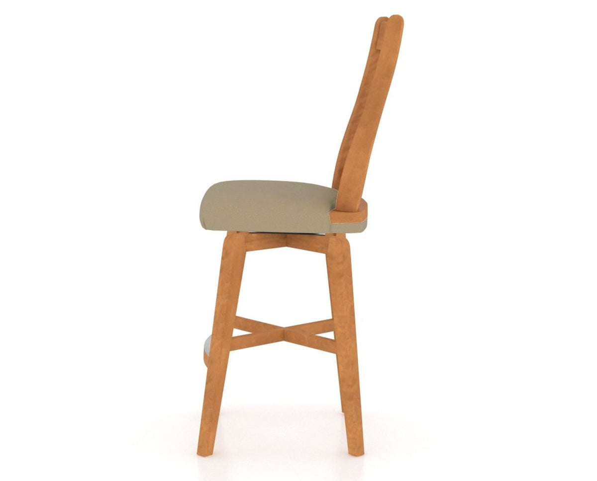 Canadel Swivel Counter Stool 7250 in XY Faux Leather and 01 Honey Washed, side view