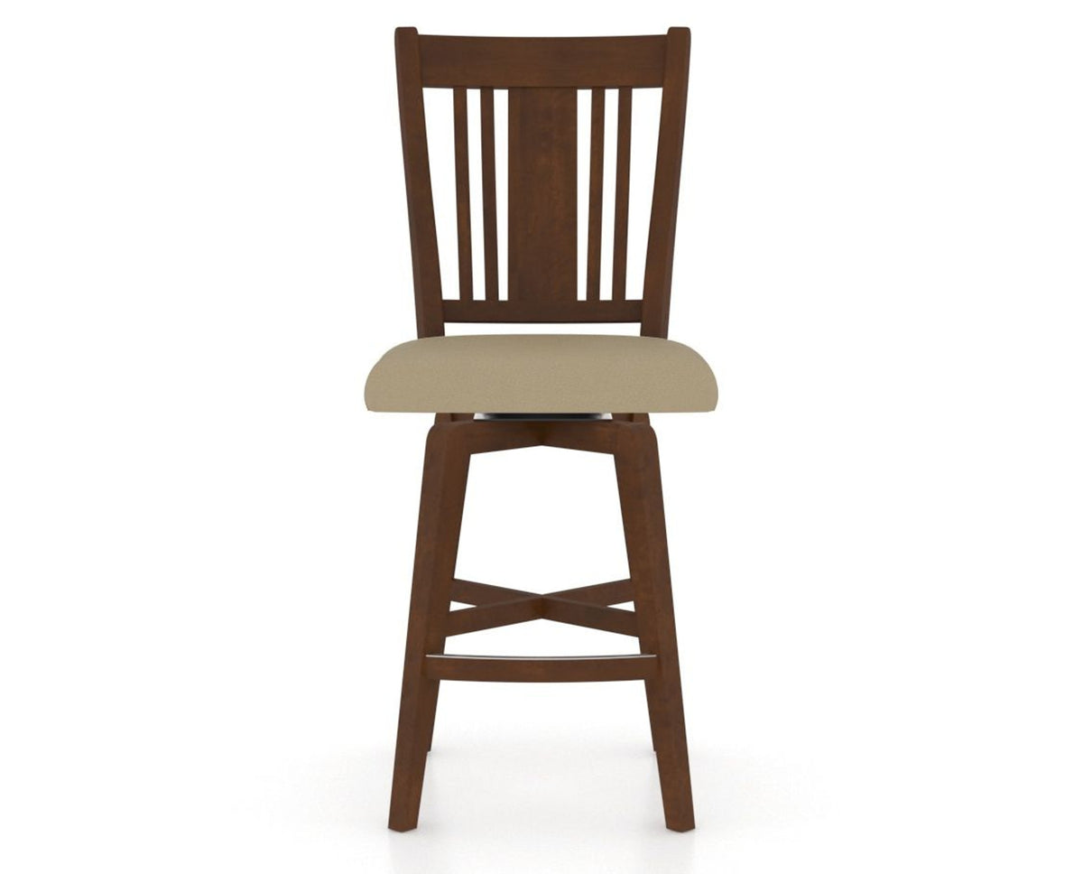 Canadel Swivel Counter Stool 7250 in XY Faux Leather and 19 Cognac Washed, front view