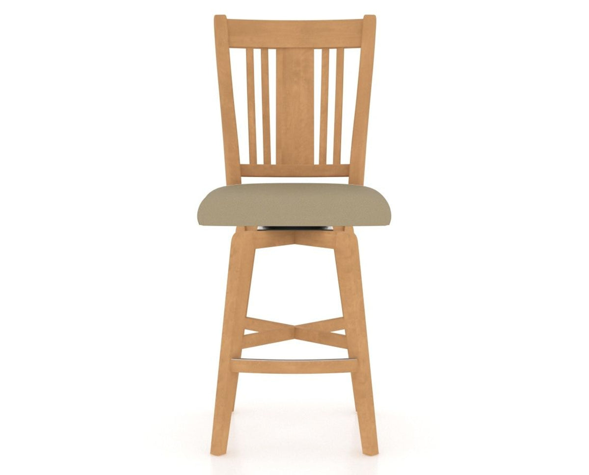 Canadel Swivel Counter Stool 7250 in XY Faux Leather and 20 Caramel Washed, front view