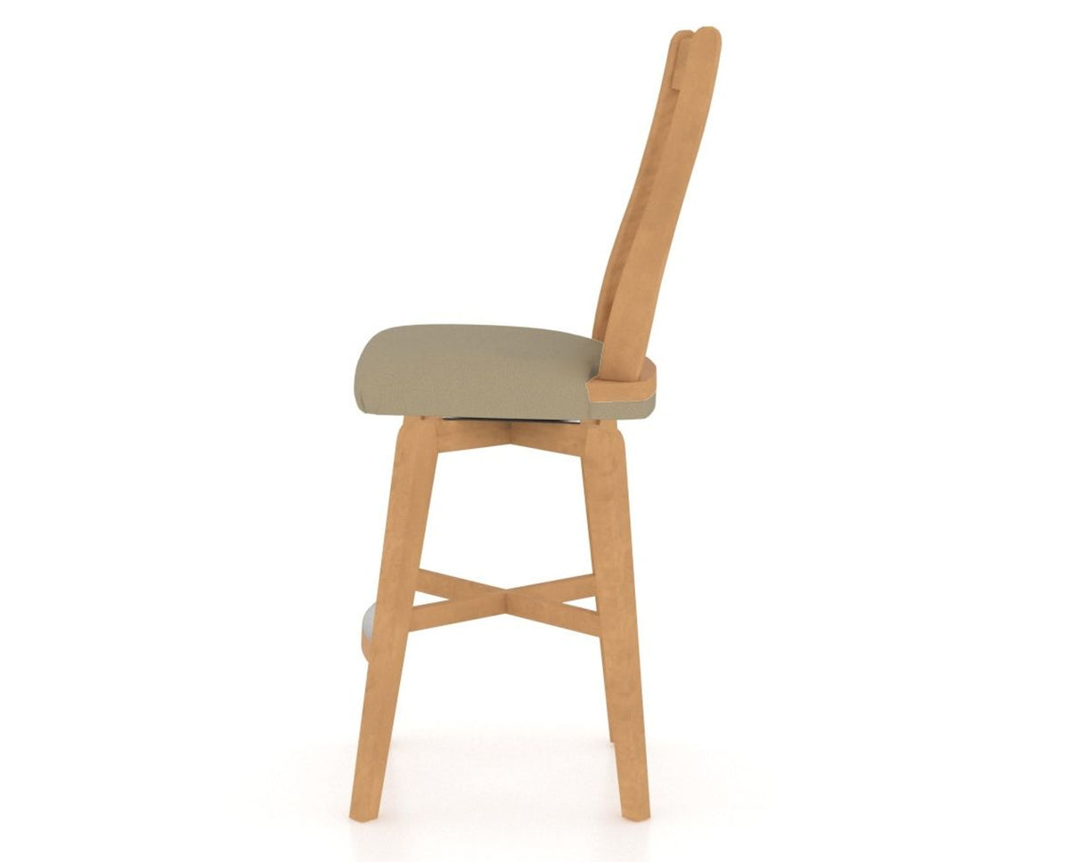Canadel Swivel Counter Stool 7250 in XY Faux Leather and 20 Caramel Washed, side view