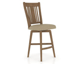Canadel Swivel Counter Stool 7250 in XY Faux Leather and 25 Pecan Washed, three-quarter view