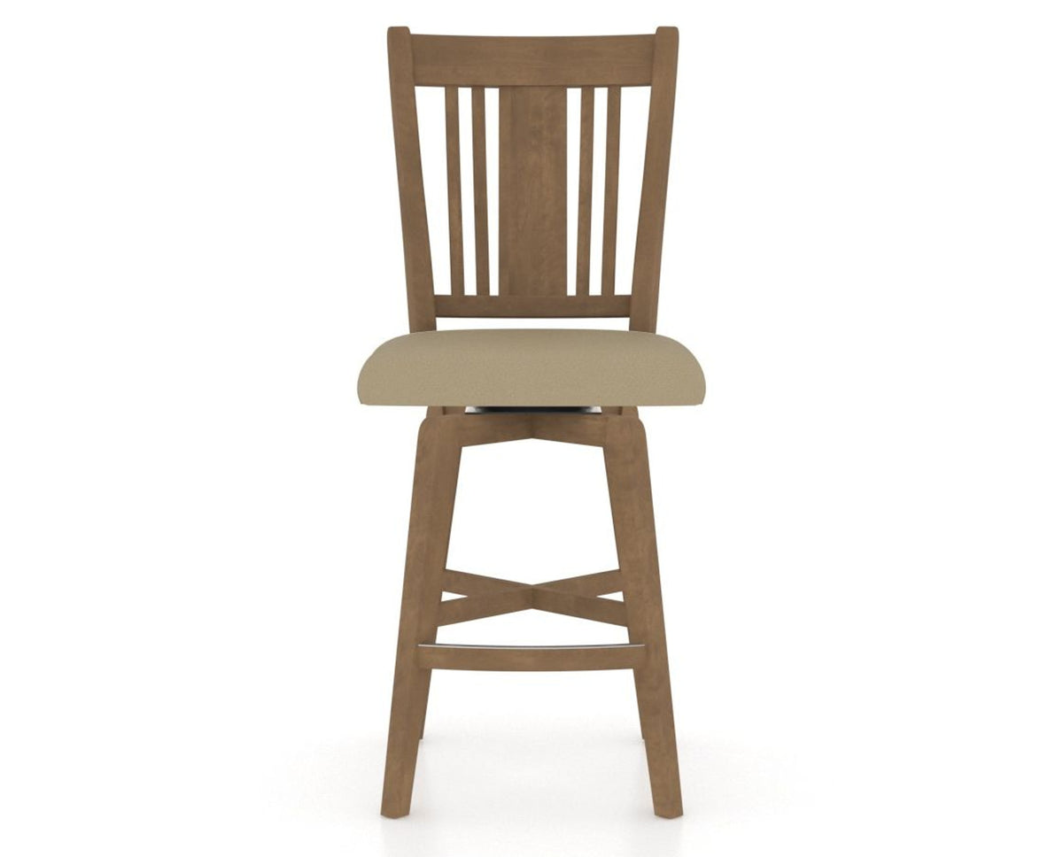 Canadel Swivel Counter Stool 7250 in XY Faux Leather and 25 Pecan Washed, front view