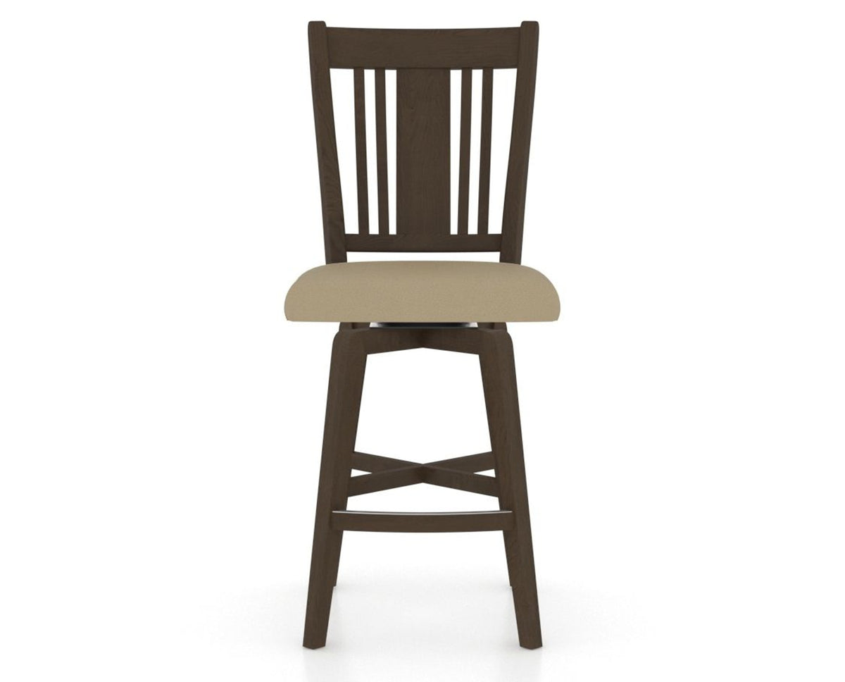 Canadel Swivel Counter Stool 7250 in XY Faux Leather and 29 Hazelnut Washed, front view