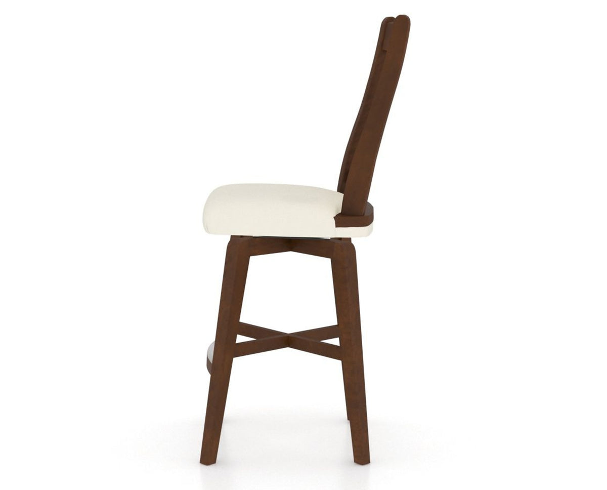 Canadel Swivel Counter Stool 7250 in YJ Faux Leather and 19 Cognac Washed, side view