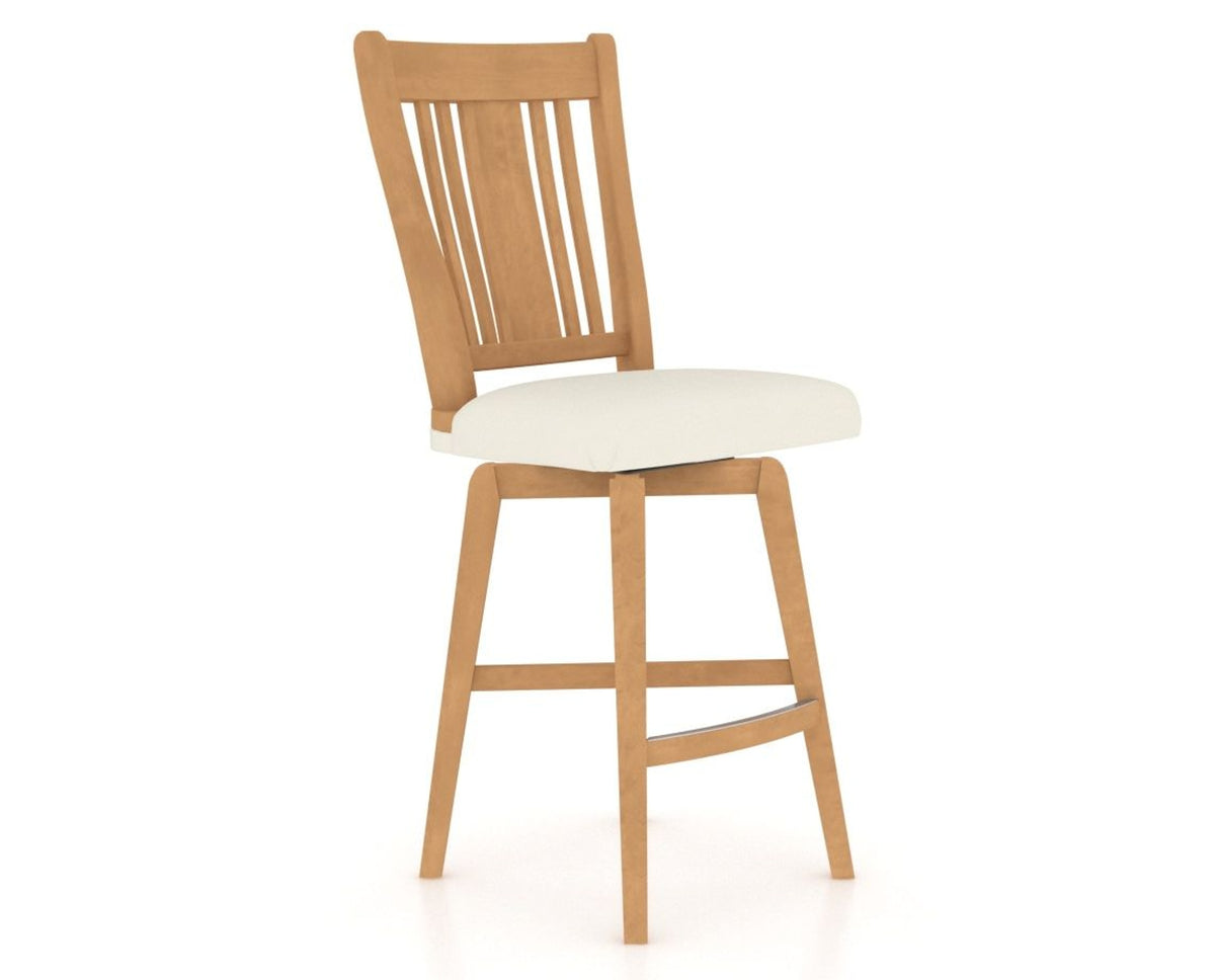 Canadel Swivel Counter Stool 7250 in YJ Faux Leather and 20 Caramel Washed, three-quarter view