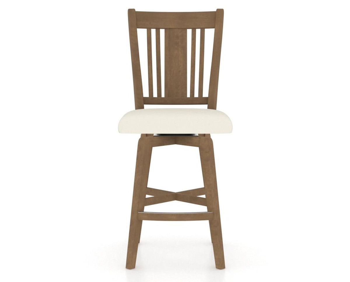 Canadel Swivel Counter Stool 7250 in YJ Faux Leather and 25 Pecan Washed, front view