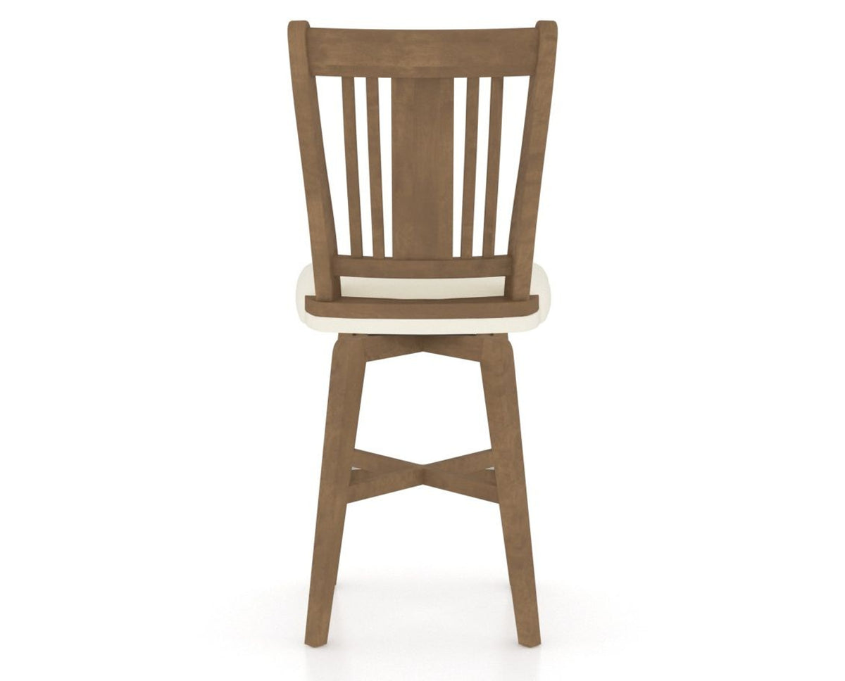 Canadel Swivel Counter Stool 7250 in YJ Faux Leather and 25 Pecan Washed, back view