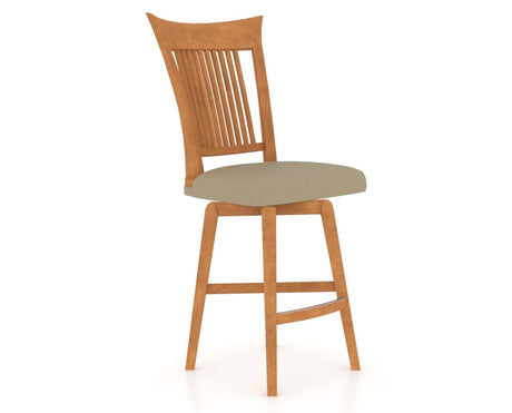 Canadel Swivel Counter Stool 7270 in XY Faux Leather and 01 Honey Washed, three-quarter view