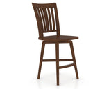 Canadel Swivel Counter Stool 7351 in Wood Seat and 19 Cognac Washed, three-quarter view