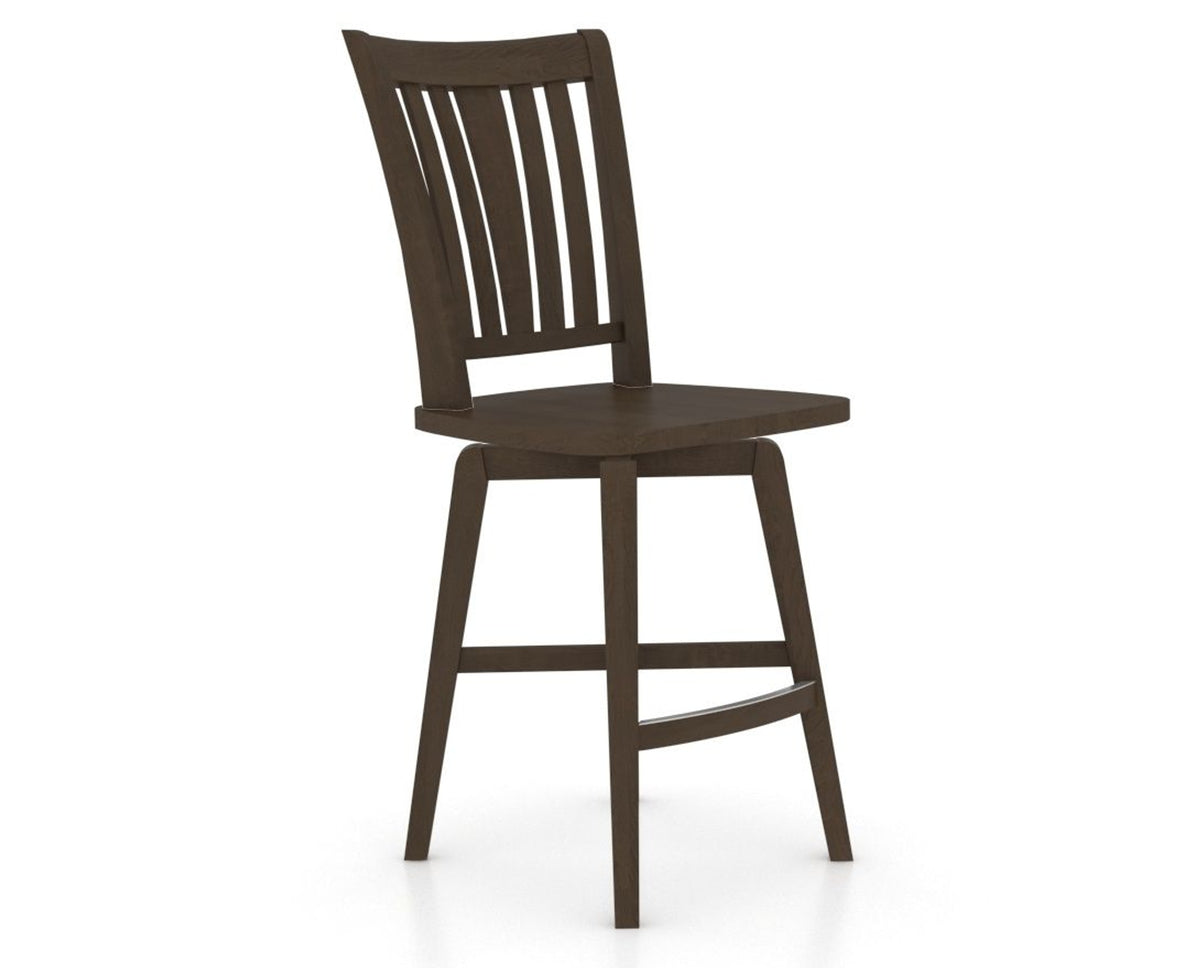 Canadel Swivel Counter Stool 7351 in Wood Seat and 29 Hazelnut Washed, three-quarter view