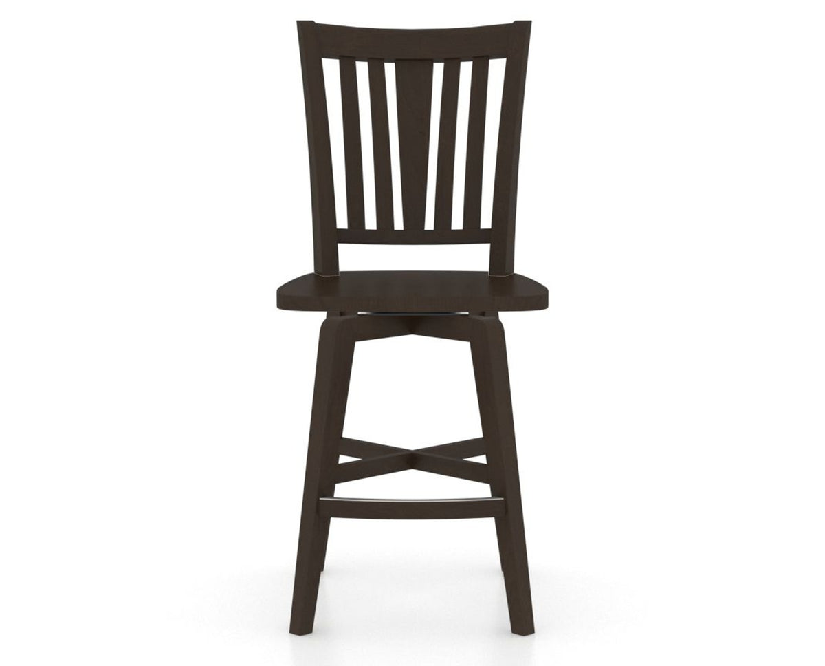 Canadel Swivel Counter Stool 7351 in Wood Seat and 59 Davy's Grey, front view