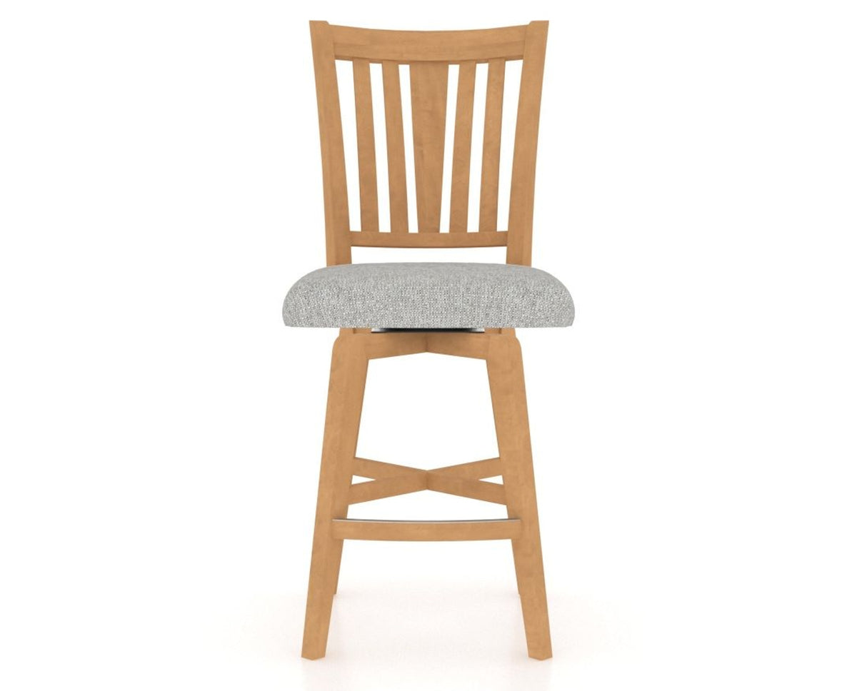 Canadel Swivel Counter Stool 7351 in 7C Fabric and 20 Caramel Washed, front view