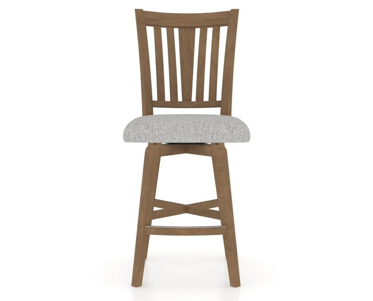 Canadel Swivel Counter Stool 7351 in 7C Fabric and 25 Pecan Washed, front view