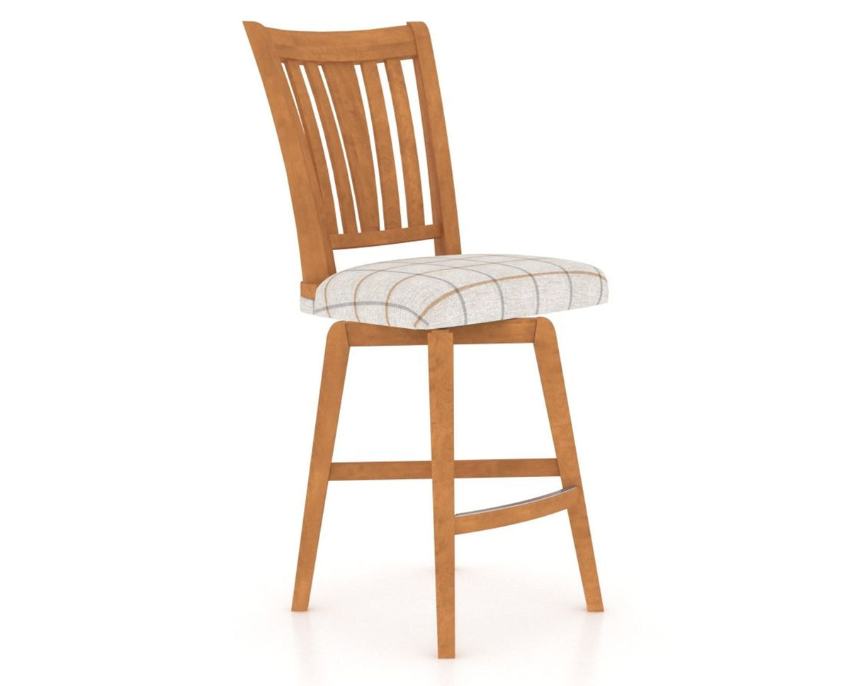 Canadel Swivel Counter Stool 7351 in OZ Fabric and 01 Honey Washed, three-quarter view