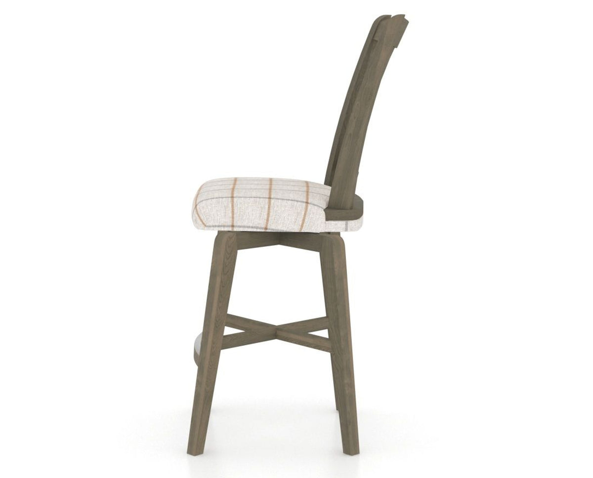 Canadel Swivel Counter Stool 7351 in OZ Fabric and 08 Shadow, side view