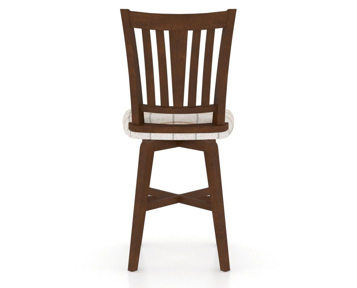 Canadel Swivel Counter Stool 7351 in OZ Fabric and 19 Cognac Washed, back view