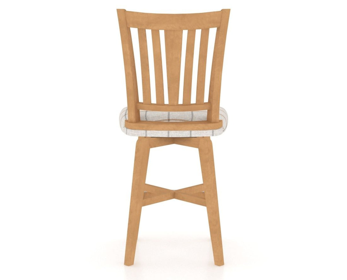 Canadel Swivel Counter Stool 7351 in OZ Fabric and 20 Caramel Washed, back view