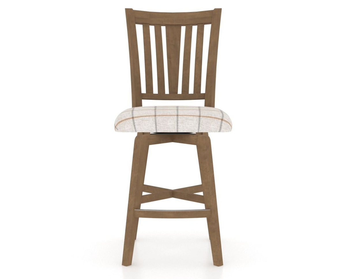 Canadel Swivel Counter Stool 7351 in OZ Fabric and 25 Pecan Washed, front view