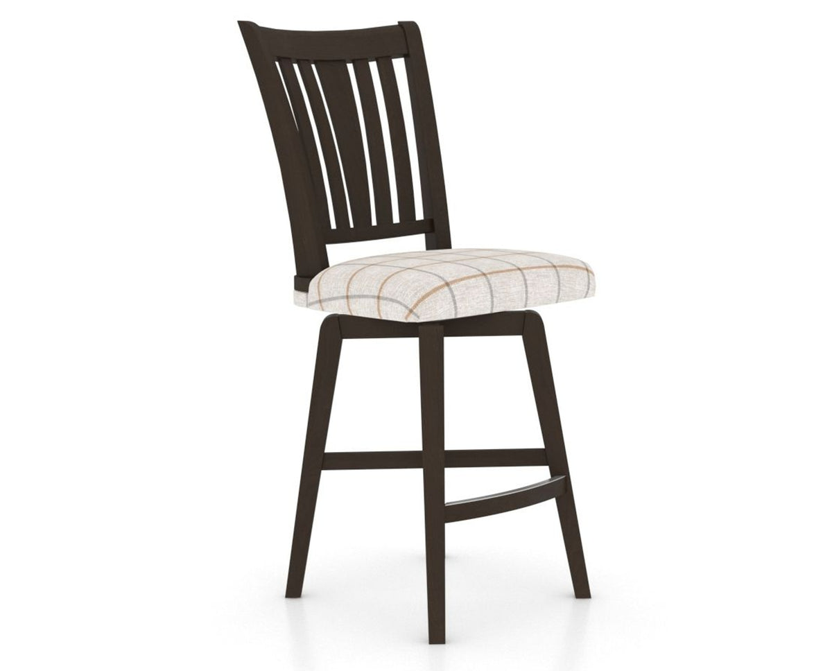 Canadel Swivel Counter Stool 7351 in OZ Fabric and 59 Davy's Grey, three-quarter view