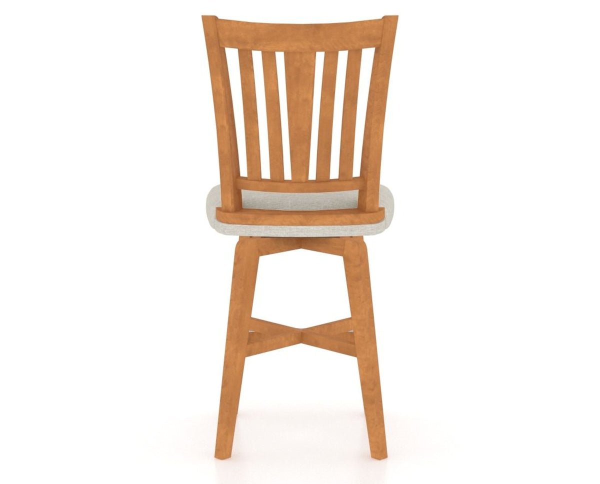 Canadel Swivel Counter Stool 7351 in Honey Washed and Fabric TB, back view