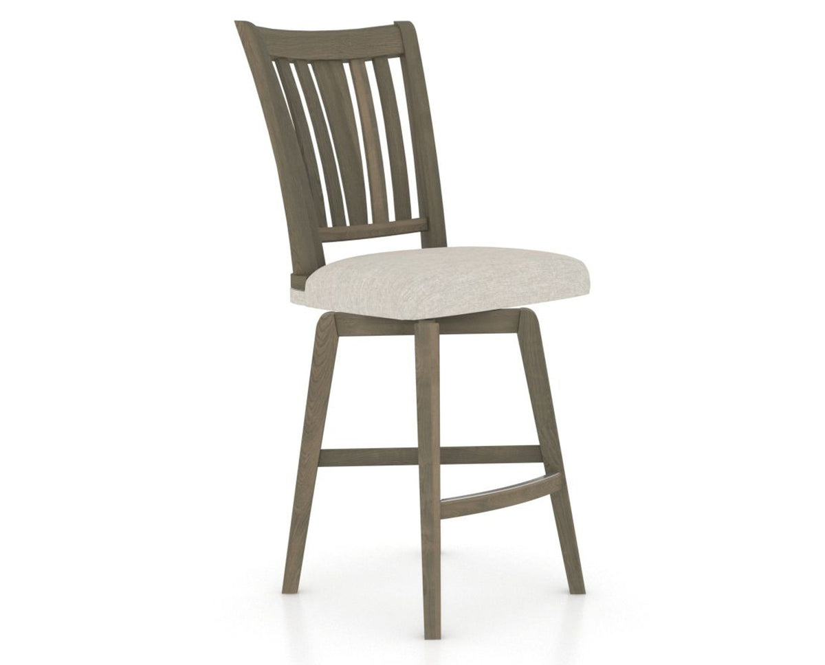 Canadel Swivel Counter Stool 7351 in TB Fabric and 08 Shadow, three-quarter view